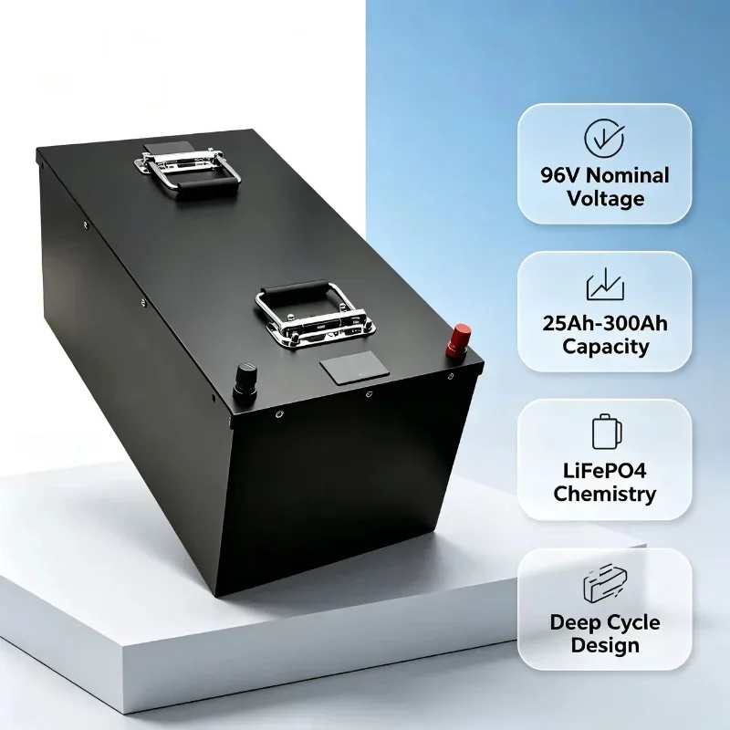 32S 96V LiFePO4 Battery Pack with BMS & Charger, 25Ah 50Ah 70Ah 100Ah 120Ah 150Ah for Electric Motorcycle, Tour Car, Van & Off-G