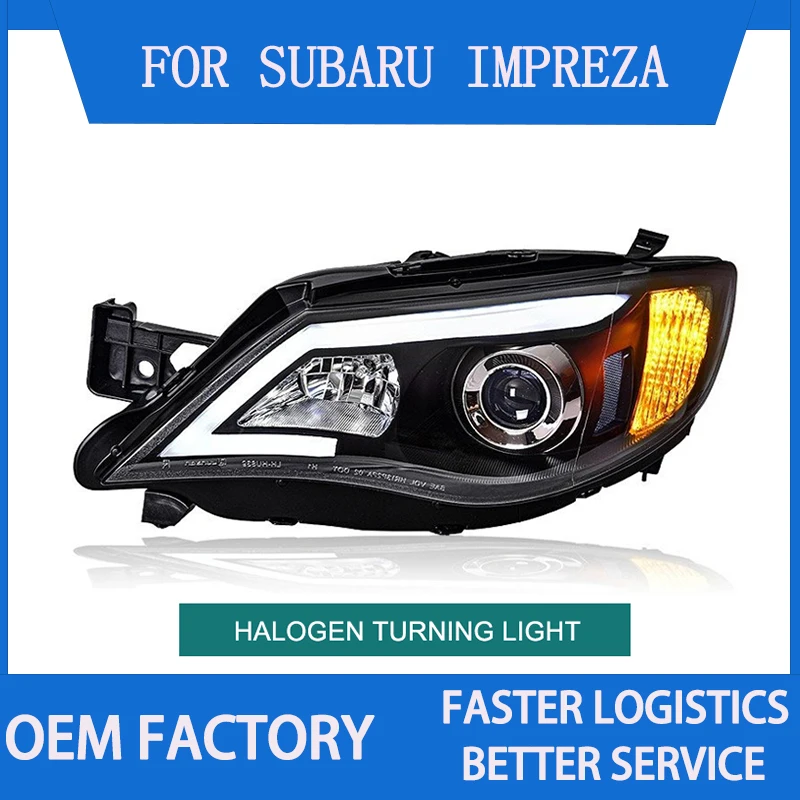 1 Pair LED Headlight Assembly for Subaru Impreza 2008-2014 Headlights Plug and Play with DRL Turning Projector Lens Head Lamps