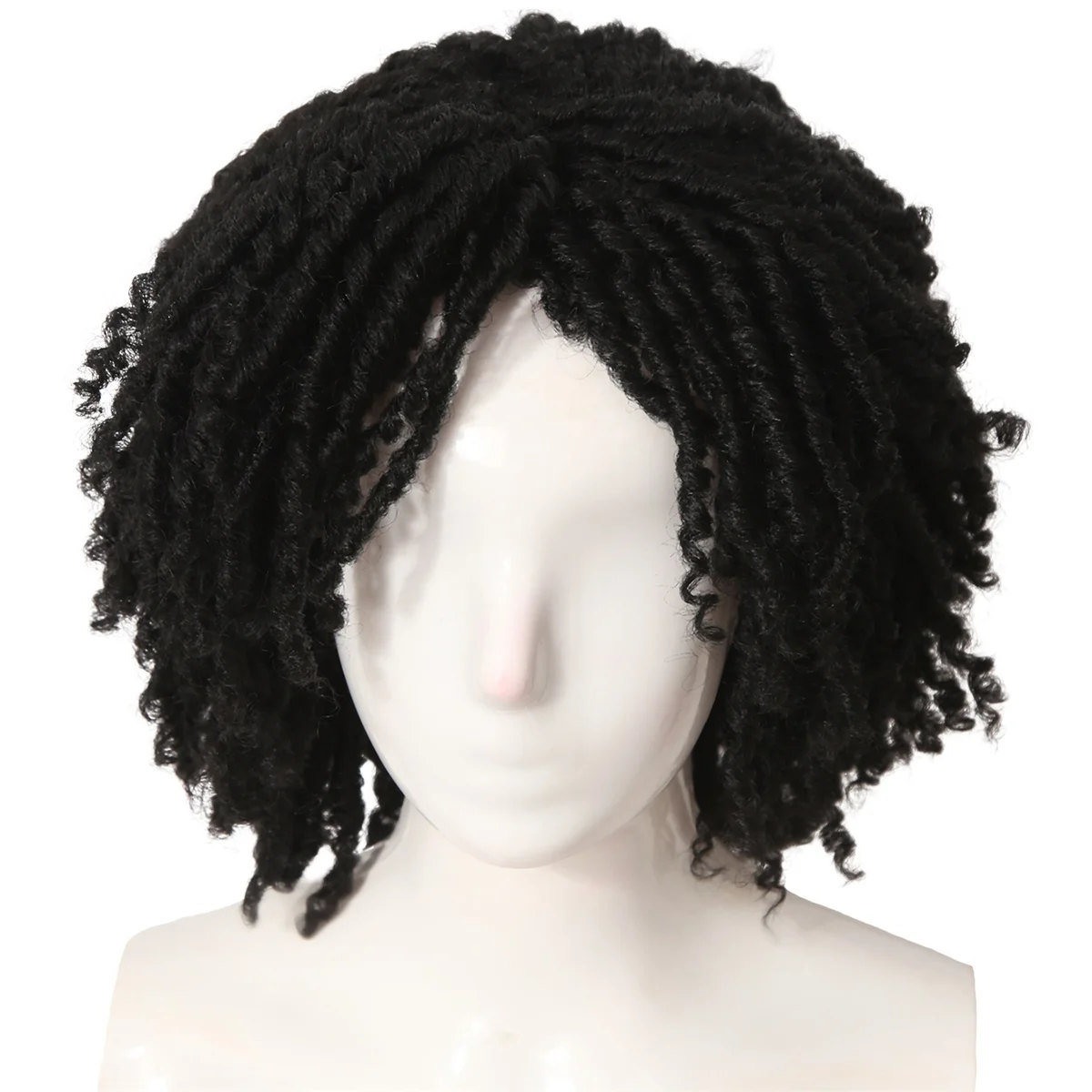 ABGU Африка Полый Грязный Плетеный Парик Химическое Волокно Короткие Вьющиеся Волосы Грязный Плетеный Парик Женщины Черные Дреды Парики для Женщин