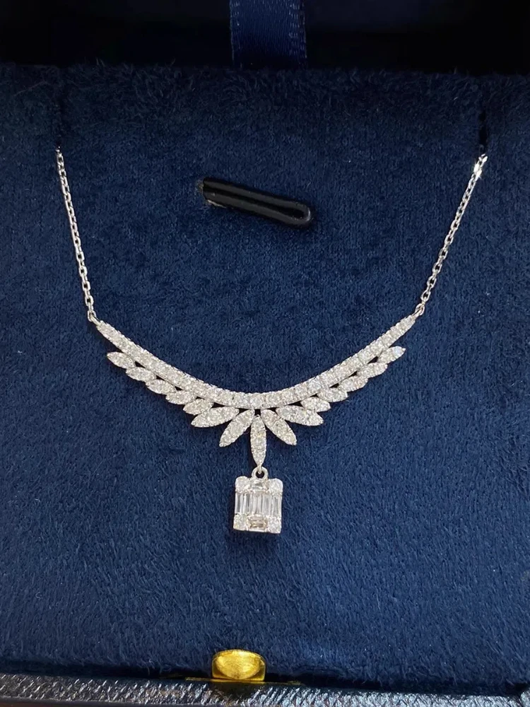 

S925 Sterling Silver Women's Necklace Angel Icing Zirconia Pendant Necklace French Jewelry Women Daily Wear Holiday Party Gift