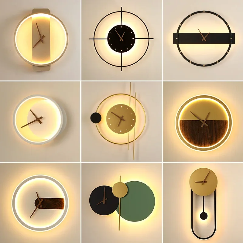 Modern Creative Multifunctional Home Decor Silent Wall Clock And Wall Lamp Living Room Bedroom Premium & Practical Art Lighting