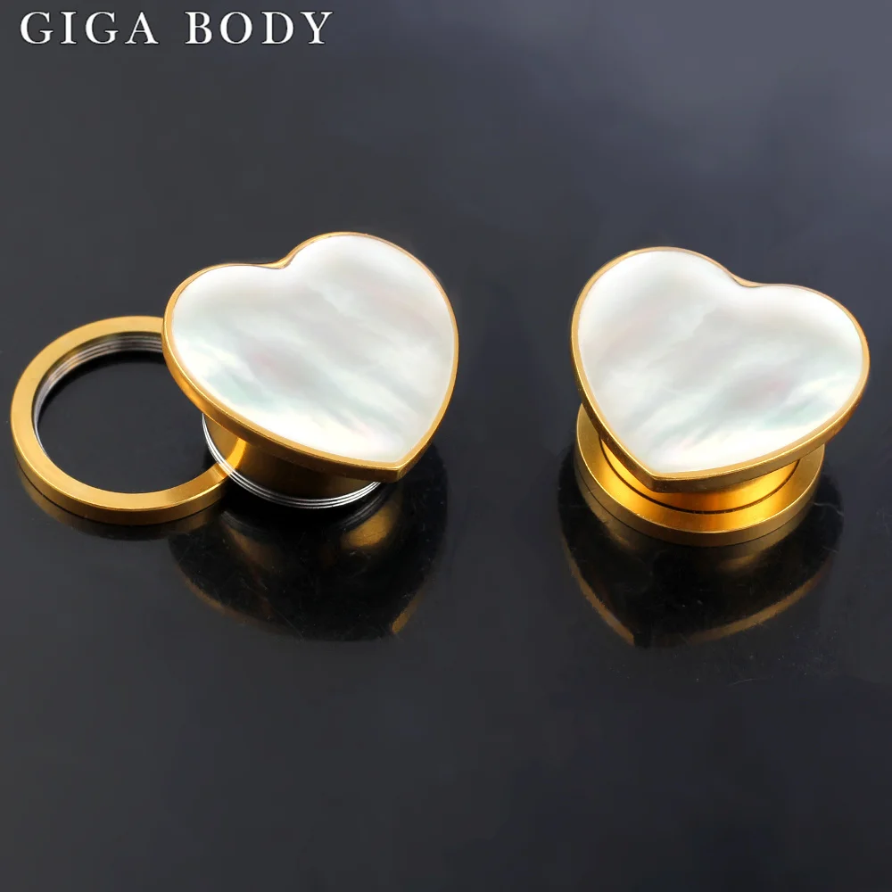 Giga  Elegant Conch Heart Ear Gauges Plugs Tunnels Stretcher 316L Stainless Steel Wedding Ears Expander Piercing Body Je