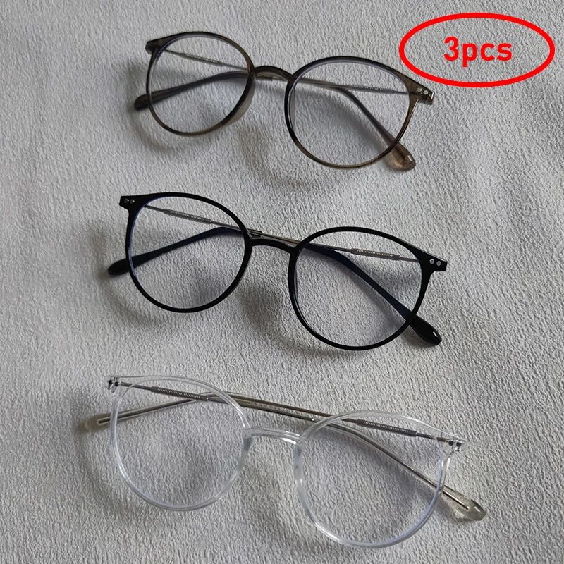 

3 Pairs Per Set Women Basic Classic Anti-blue Light Glasses Vintage Round Simple Anti Blue Light Blocking Eyewear For Men