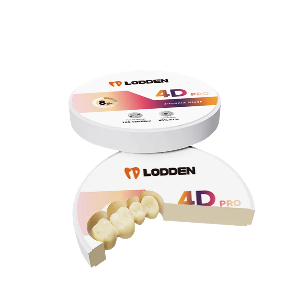 LODDEN 4D PRO blok zirkonia multilapis, Lab gigi 98x22mm sistem CAD CAM tetap Zirconia restorasi bahan kekuatan bengkok