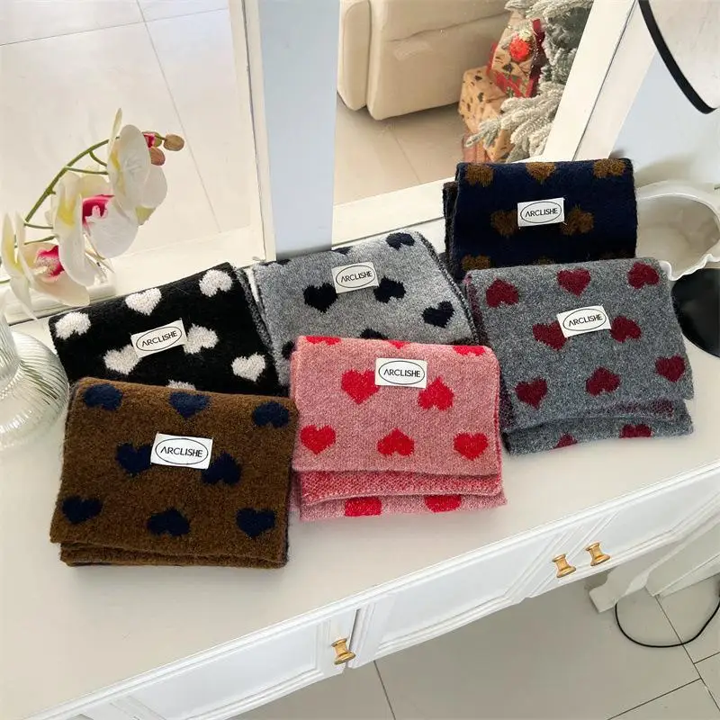 Koreanische Herbst- und Winter-Schals für Kinder, süßes Herz, weicher Strickmuffel, dicker, warmer Halstuch-Halswärmer – Detail 4