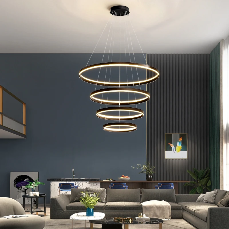 Lustres circulares minimalistas nórdicos para sala de estar, luminárias criativas para restaurantes, Quarto LED Pendant Light, Estilo italiano