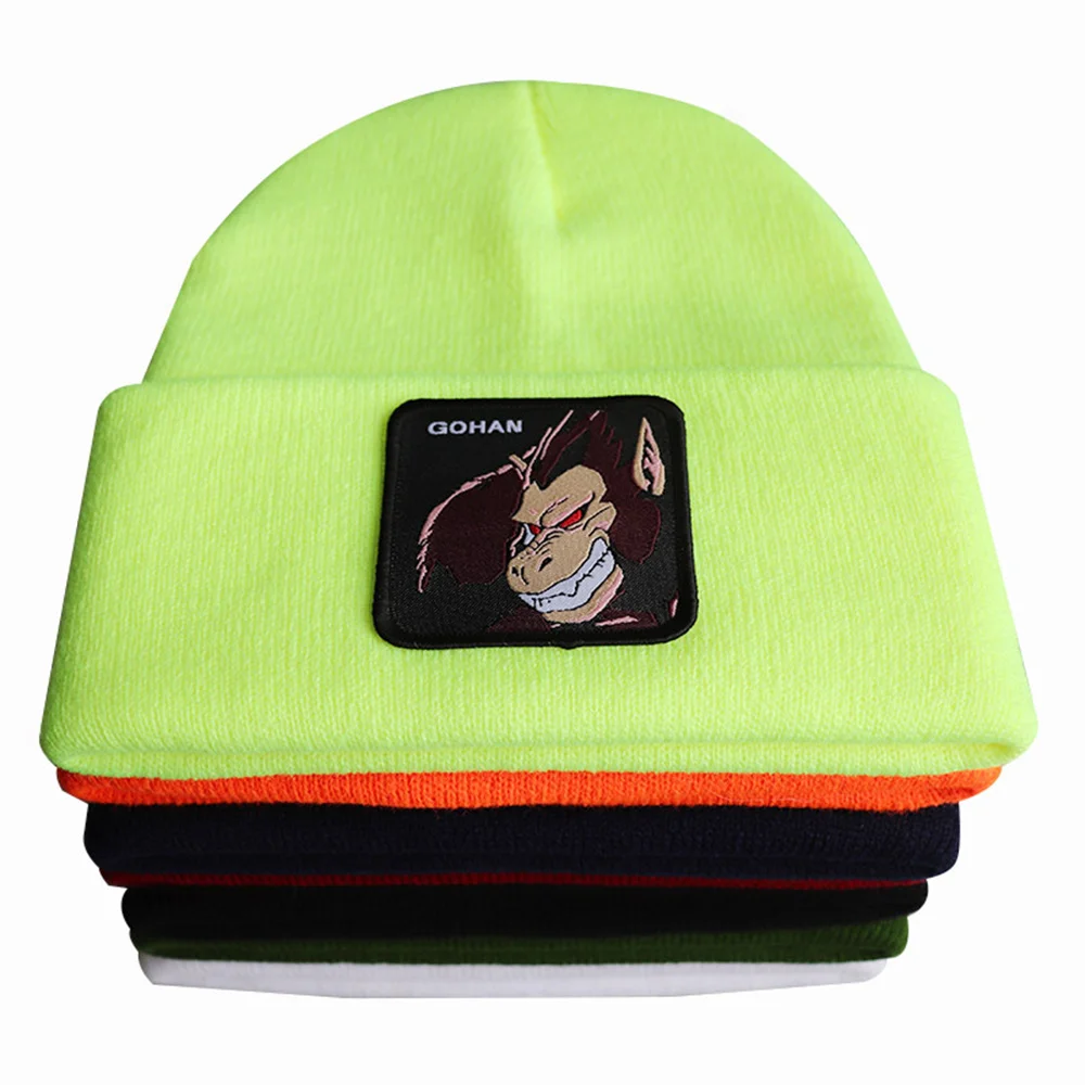 New Dragon Ball Knitted Cap Anime ‌Gohan Great Ape Winter Warm Beanies Hat Adult Unisex Outdoor Embroidery Bonnet Christmas Gift