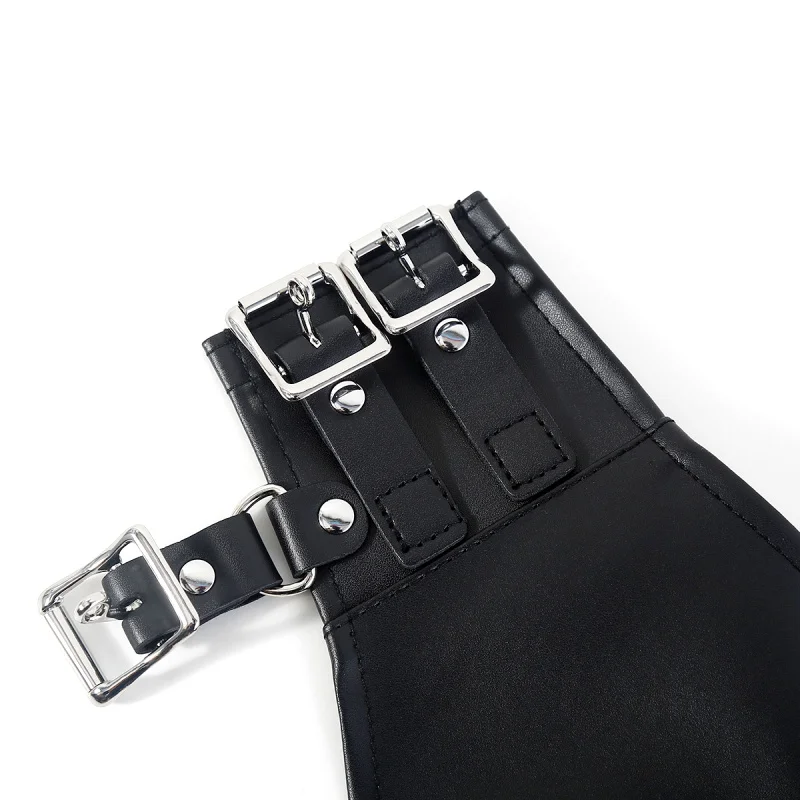 New Style Women Men PU Leather Harness Mask Fetish Bandage Headgear Hood Adult Halloween Party Cosplay Games Hood Sexy Face Mask