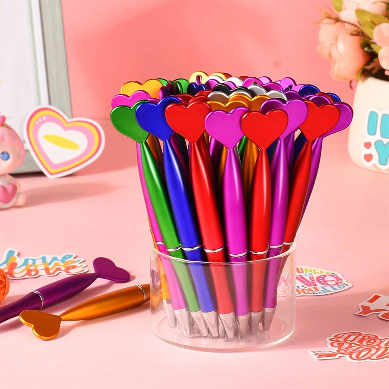 200Pcs Valentines Day Pens Heart Shaped Cute Novelty Ballpoint Pens Rollerball Black Gel Ink Pretty Pen
