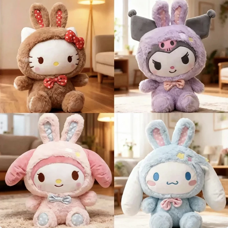 Image of Sanrio Hello Kitty Kuromi Kissen KT Plüschtier Mädchen Weiche Stofftiere Herz My Melody Cinnamoroll Plüschpuppe Geschenke