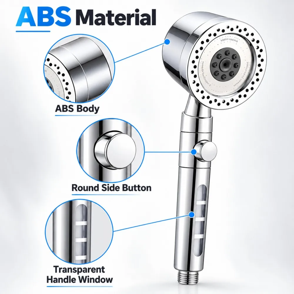 5 Spray Filtered Shower Heads High Pressure Large Flow ABS Portable Shower Head with Stop Button Universal Bathroom Nozzle gallery 2
