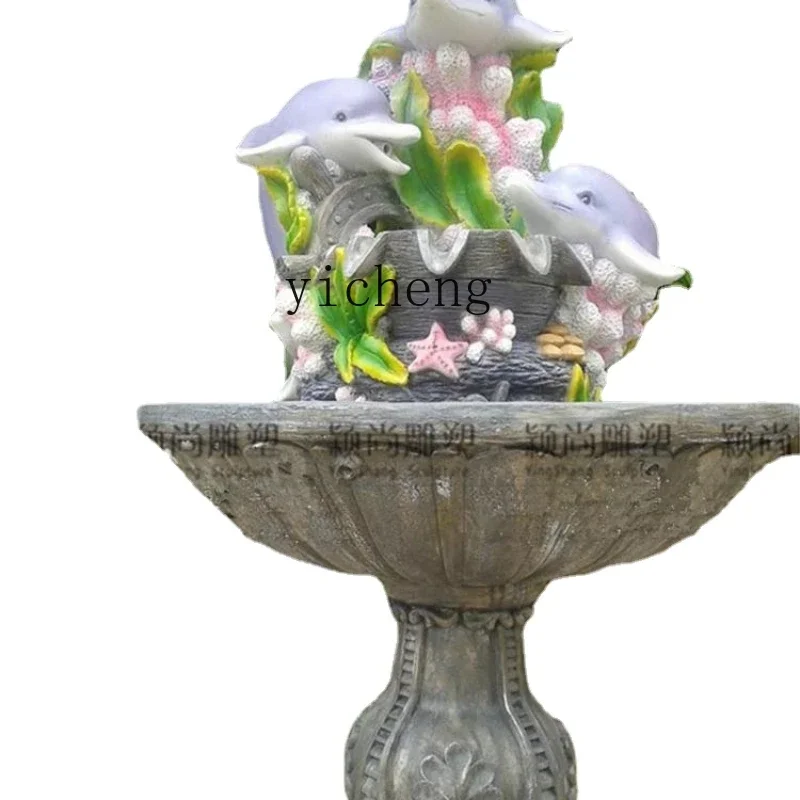 Modern Large Dolphin Decoration Courtyard Animal Decoration Circulating Water Add Oxygen Fountain