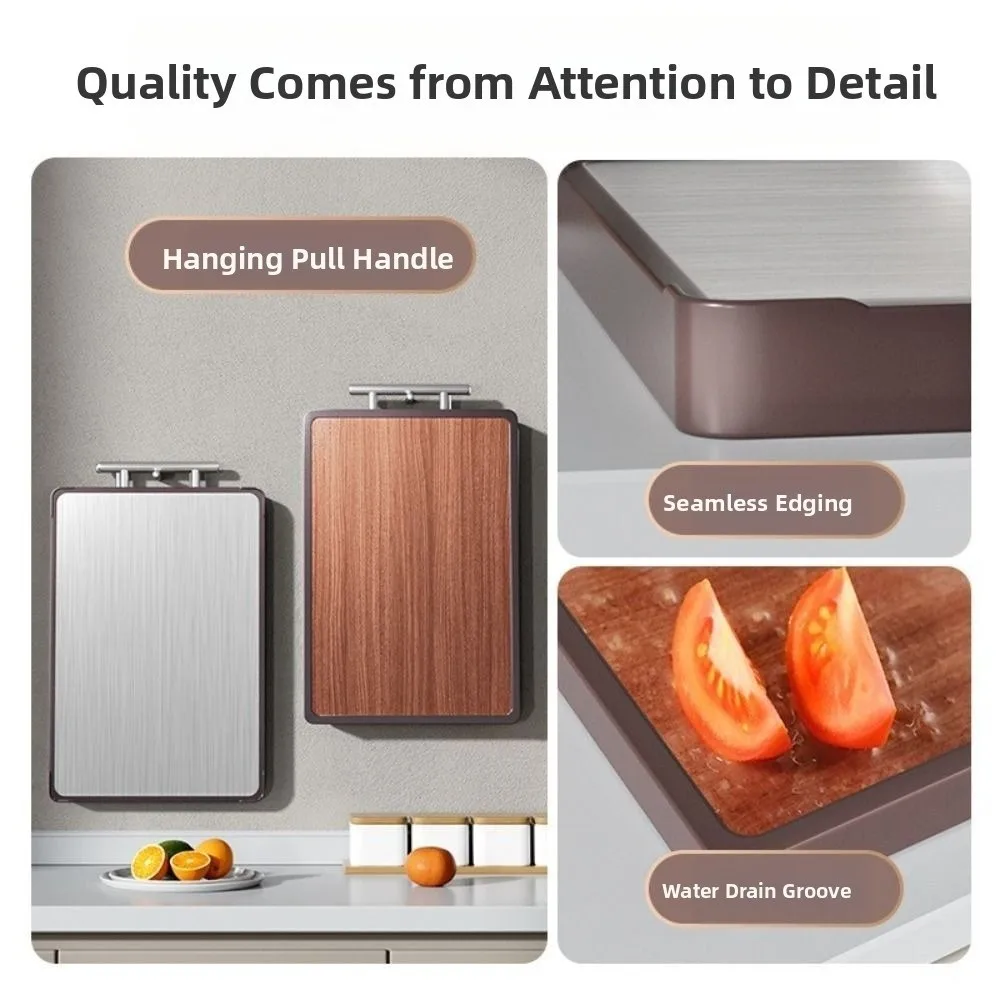 

Anti-Bacterial Double-sided Cutting Board Anti-Slip with Handle Wood Chopping Board Non-sticky Rust Proof Kitchen Chopping Block