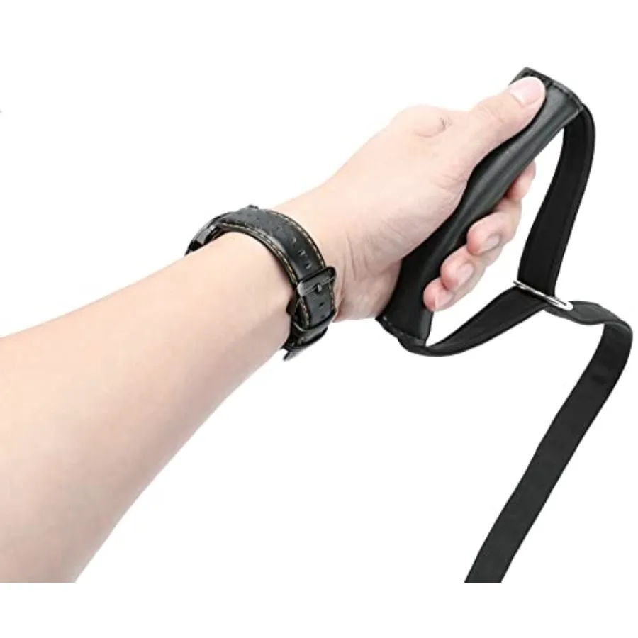 Trela para cães com alça eve, coleira para cães, couro e neoprene macio, garante aderência confortável, preta