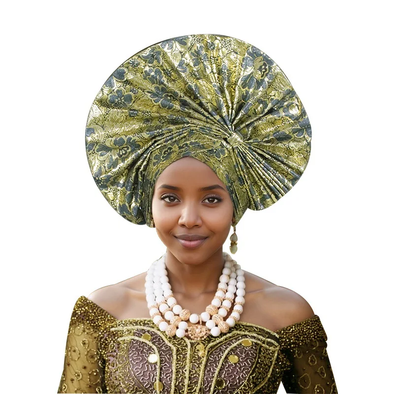 African Lady Party Head Wraps alreadly Made Nigeria Auto gele Headtie Wedding Headgear Women Turban Mujer L5-228-2