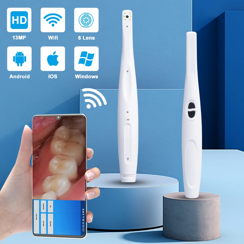 

Dental intraoral camera Wifi Wireless Intra Oral Tooth 13 Megapixel HD 1080P 6 lens auto-focus Endoscope for Android I0S windows