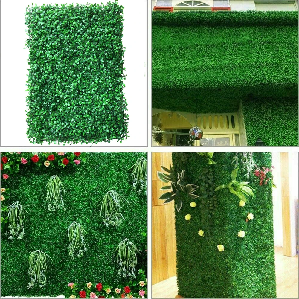 12 Pieces Artificial Boxwood Wall Hedge Mat Plant Panels Background Outdoor Turf Lawn Grass Privacy Fence Backdrop Decor 60x40cm