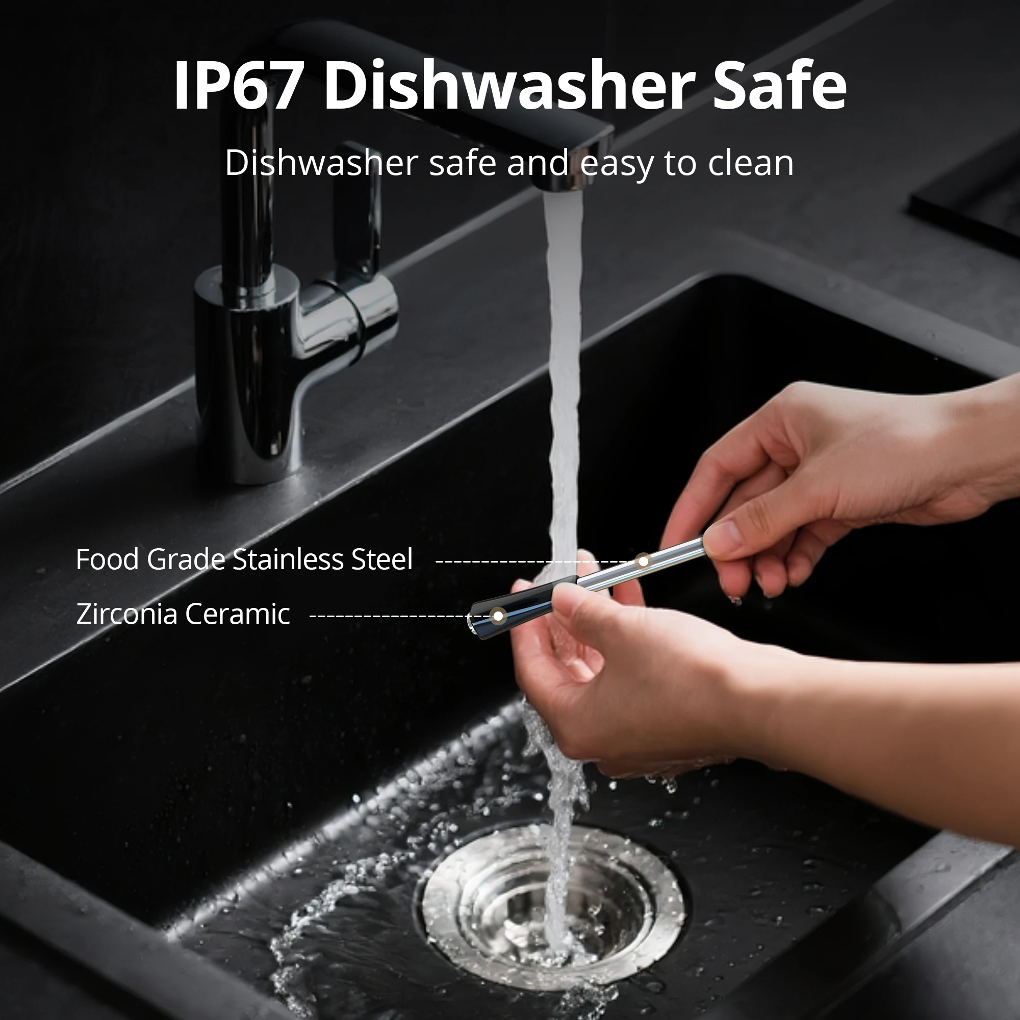 インクバード INT-12E-BW ワイヤレス肉用温度計、WiFi 5G&Bluetooth 5.4、5センサー、25時間バッテリー、IP67、CNAS認証済み（グリル/オーブン用）