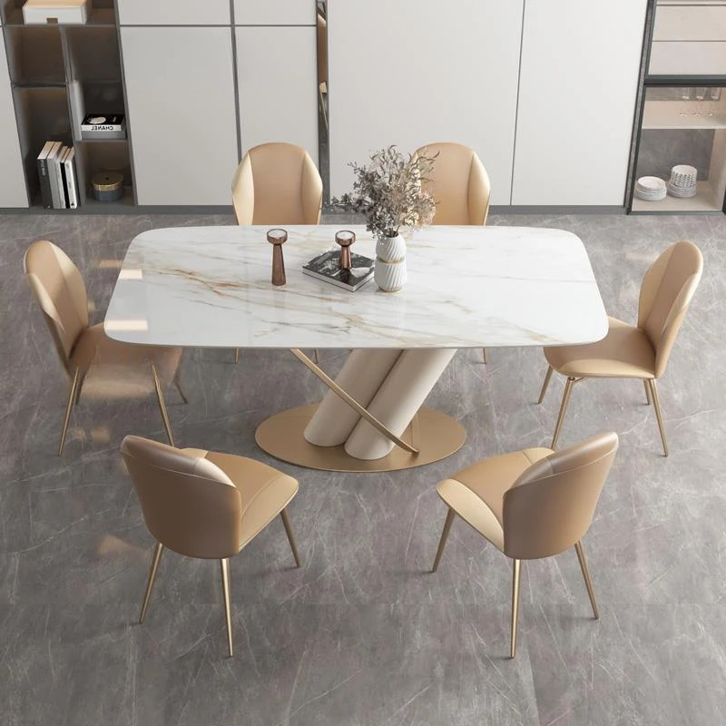 

Набор для столовой, белый дизайн, цилиндрическая основа, прямоугольная тарелка, столик для большой квартиры, простые кухонные столы