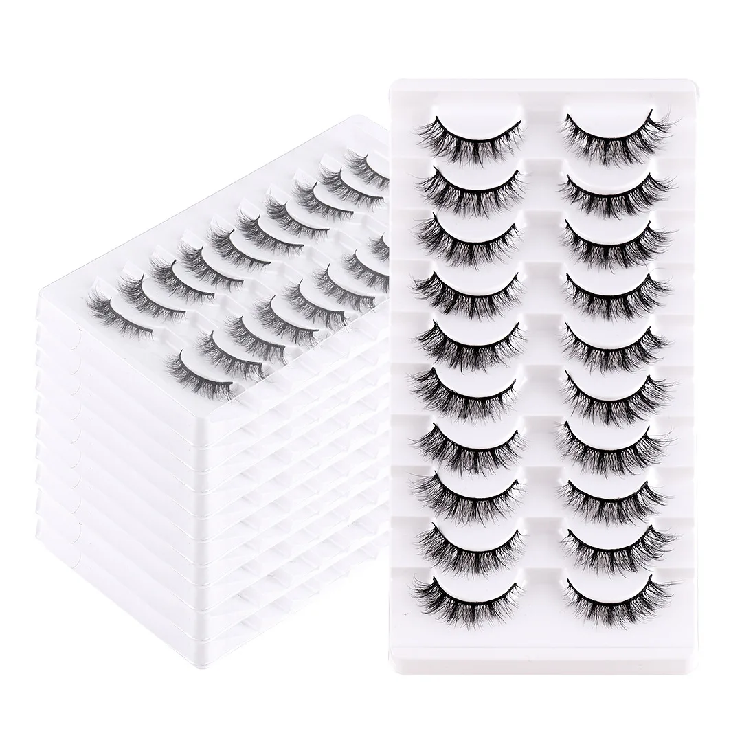 10 pairs new products natural chemical fiber false eyelashes makeup grafting eyelashes cross-border hot eyelashes