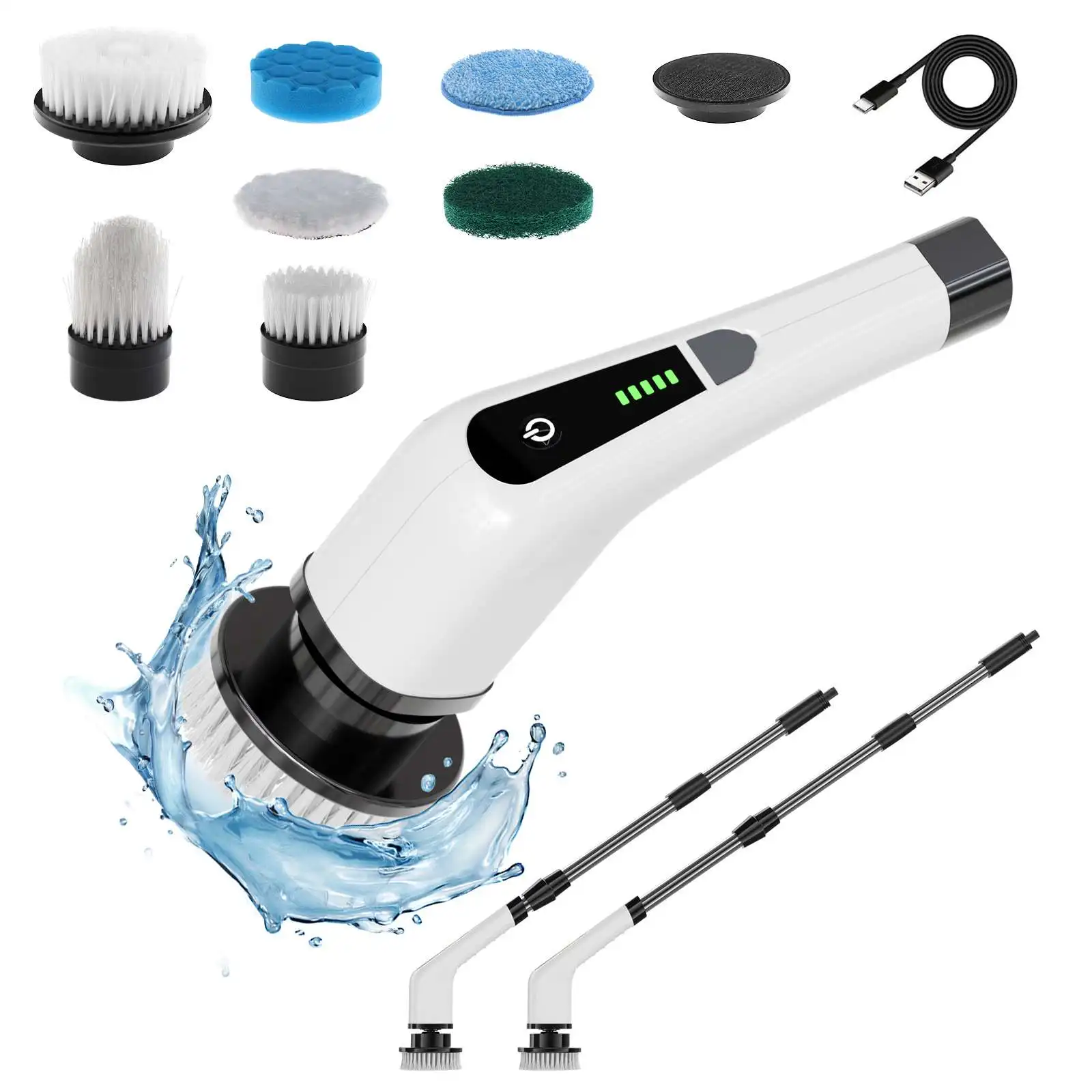

7 in 1 cordless floor scrubber for bathroom cleaning tub tile floors, portable electric rotary scrubber