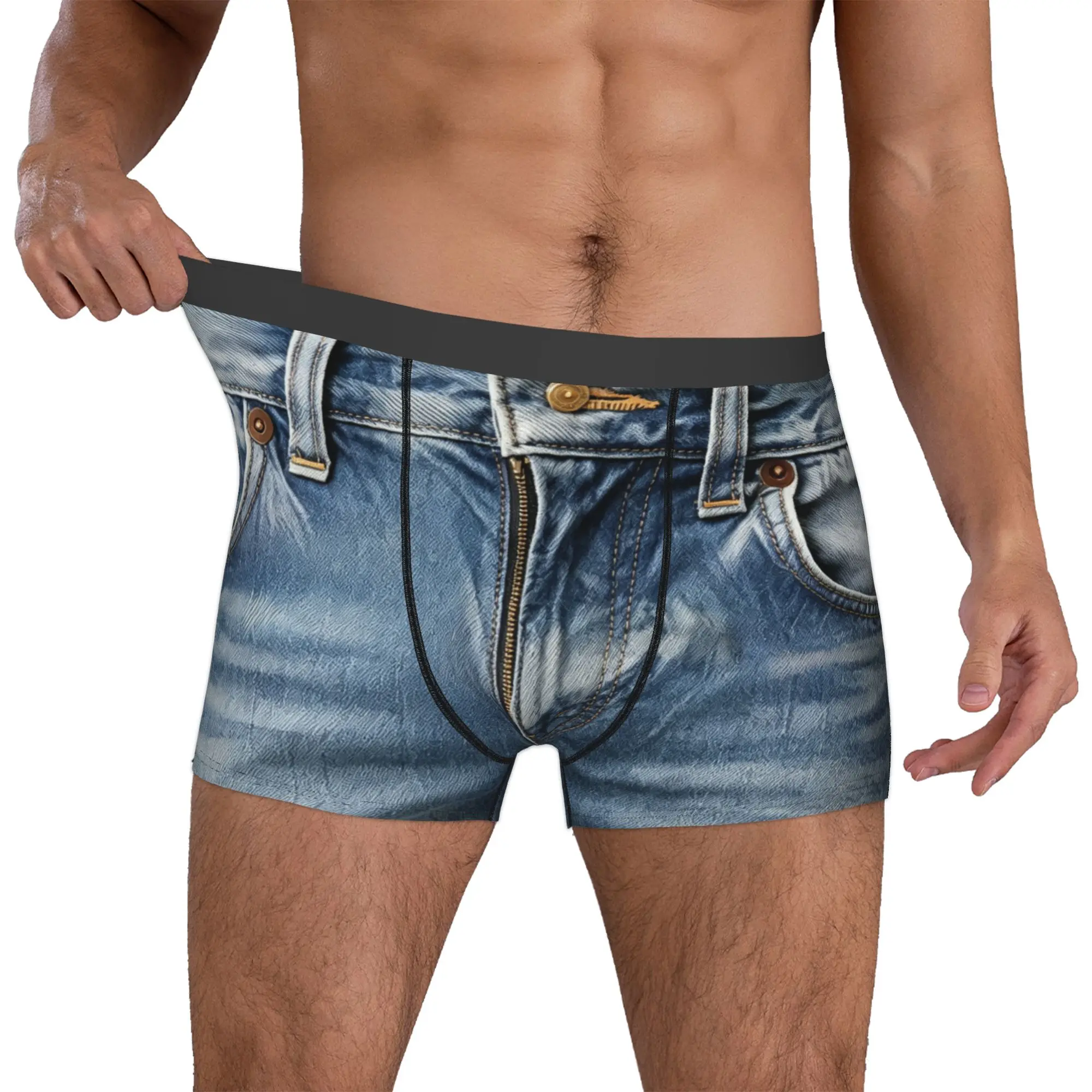 

Custom Jeans Style Boxers Shorts Men 3D Sexy Briefs Underwear Funny Underpants
