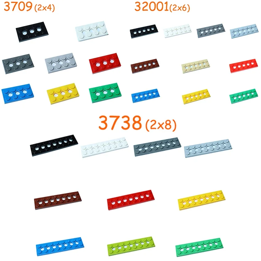3709 32001 3738 43857 Plate 2x4 2x6 2x8 1x2 with Holes Bricks MOC Toys Technical Buildings Blocks Children Gift