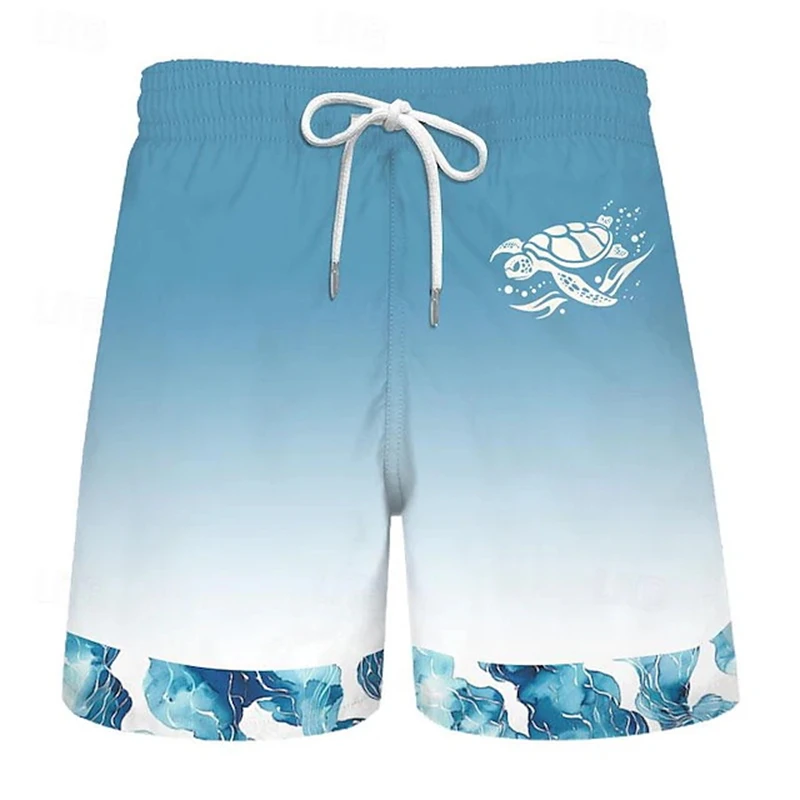 

Fashion Turtle Pattern Men's Swimming Trunks Board Shorts 3D Printed Summer New Hawaiian Holiday Beach Short Pants Quick Drying