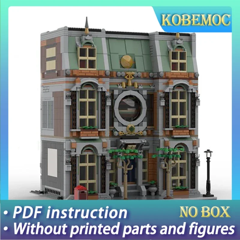 

Технические Moc Bricks, модель с видом на улицу, библиотека в центре города, модульные строительные блоки, подарки, игрушки для детей, наборы «сделай сам», сборка