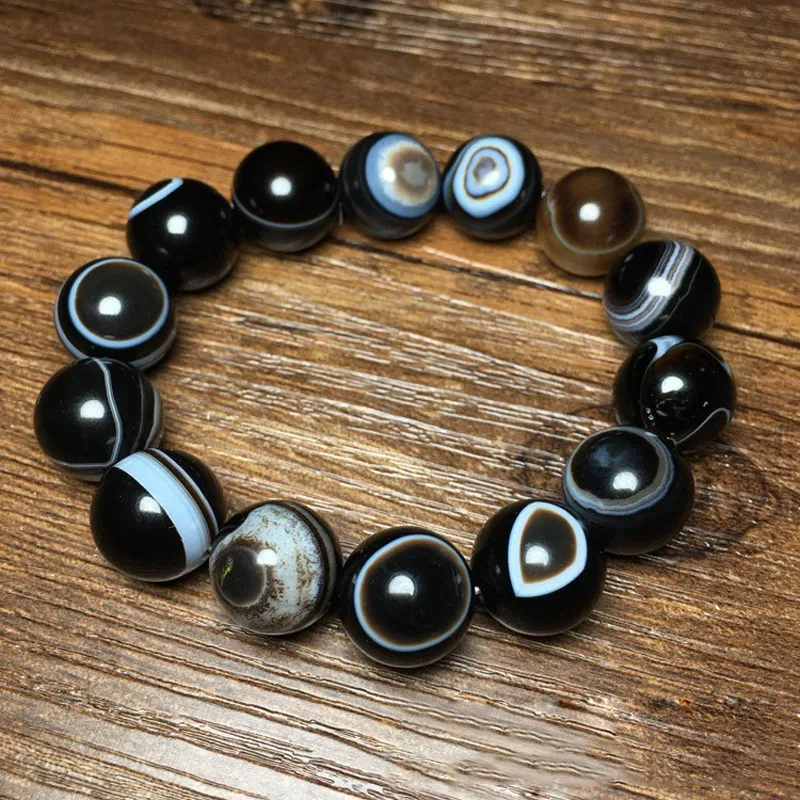 Natural Eye-wrapped Agate Single for Men and Women Simple Bracelet Jewelry