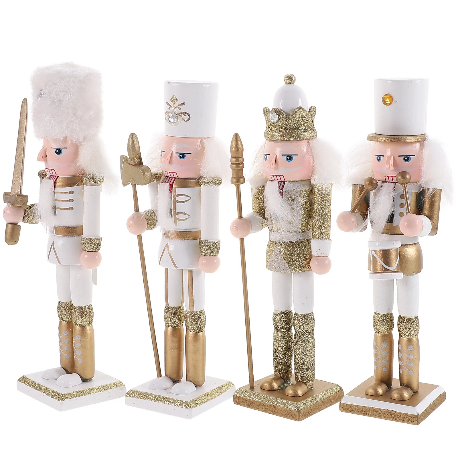 

4pcs Wooden Nutcracker Soldier Decor Festival Christmas Decoration Desktop Xmas Ornament Craft Home Hotel Restaurant Display