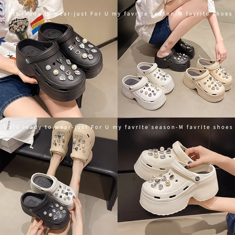 

House Cloud Slipper Clog Woman charm Sandal Flip Flops Beach Non Slip Home Shoe High Heel Platform Female Slides Ladies Outdoor