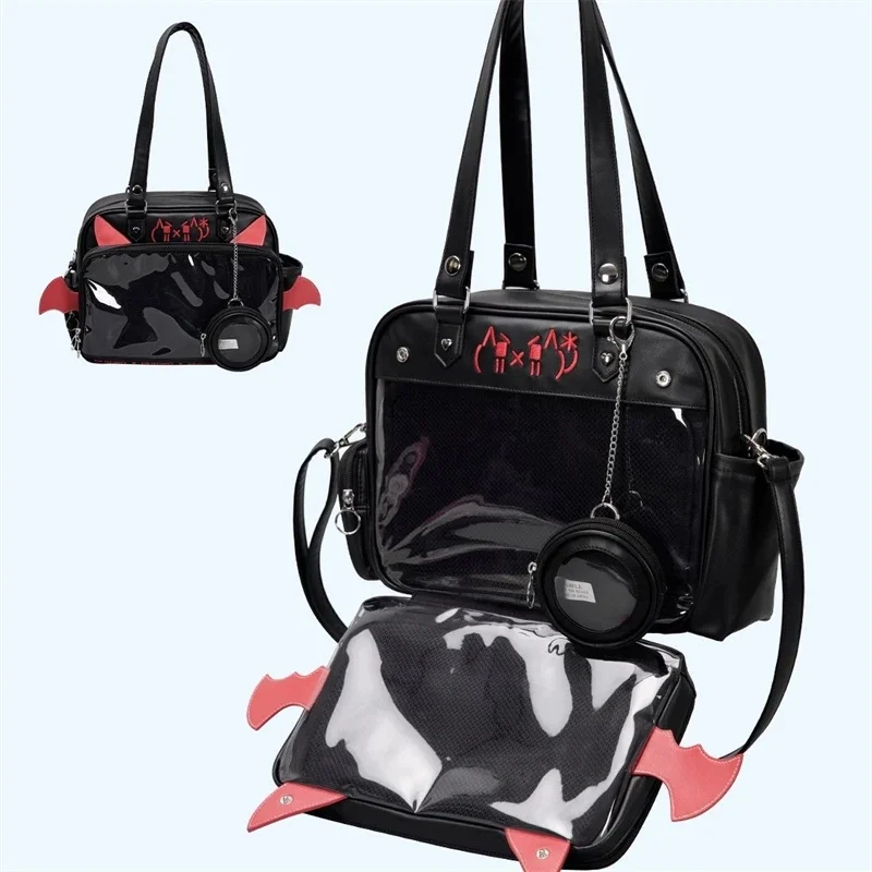Back To School Anime Y2K Itabag Afenidi Bark Grain Japan Transparent Handheld One Shoulder Crossbody High Capacity Backpacks New