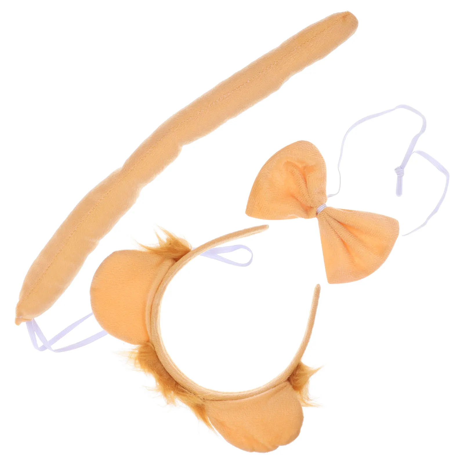 

Lion Ears Headband Kids Costume Prop Animal Hair Hoops Fabric Halloween Cosplay Set Lion Tail Bow Accessories