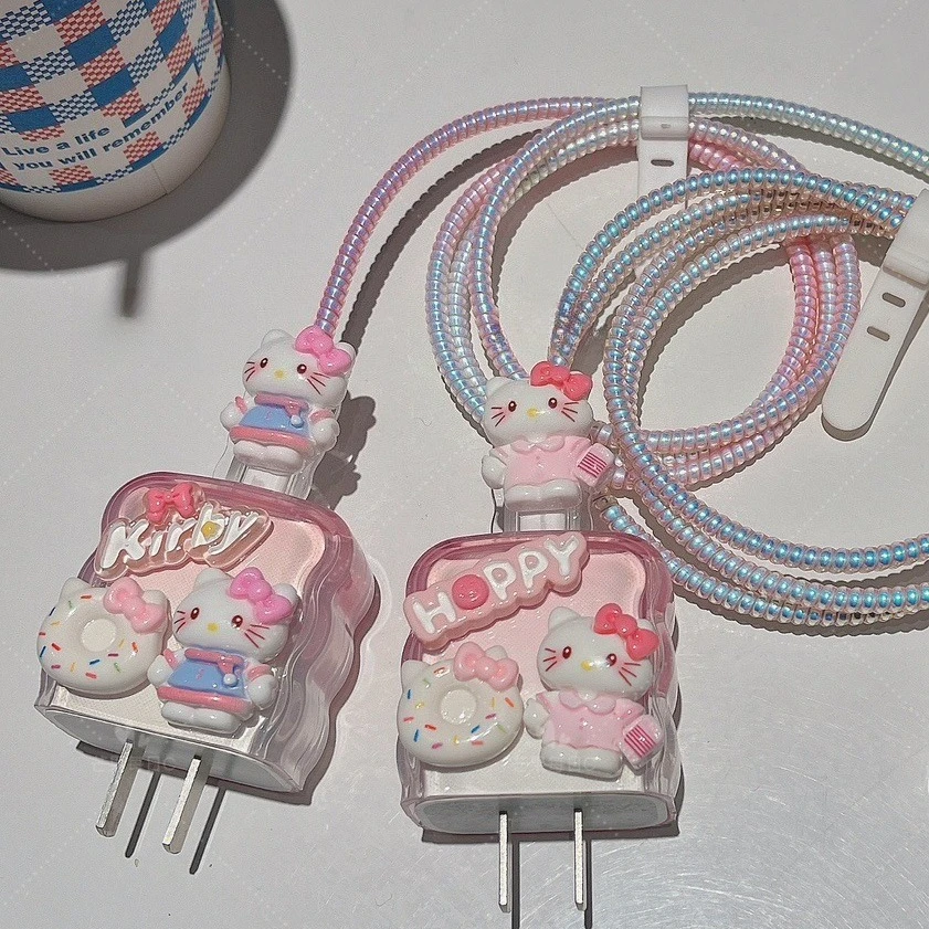 2025 الغطاء الواقي لشاحن أبل الجديد الأكثر مبيعًا بيجامة دونات وردية اللون Kt غطاء حماية لكابل البيانات #6