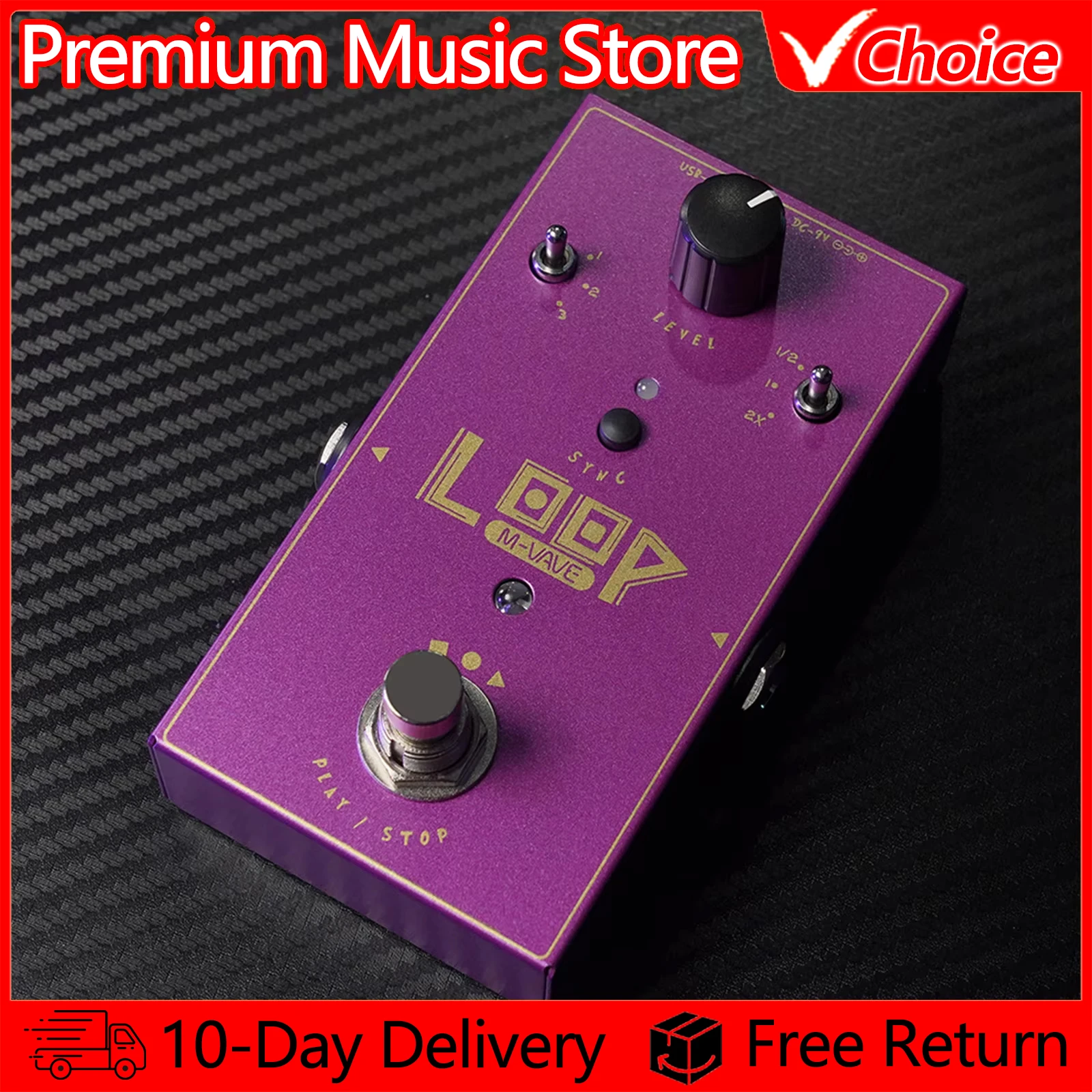 M-VAVE Electric Guitar Pedal Phrase Loop Effect Monoblock 11 Minutes / 3-Track Recording / 3-Speed Control Guitar Accessories