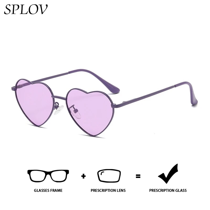 

SPLOV Women's Heart Shaped Prescription Sunglasses Professional Customized Polarized Prescription Lens Fashion Sunglasses