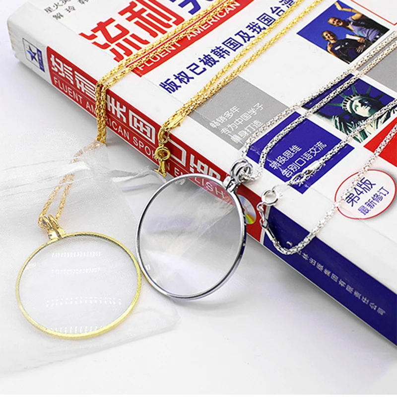 Portable Elderly Reading Magnifying Glass Outdoor Supermarket Shopping Neck Pendant Personalized Custom Magnifying Glass Jewelry