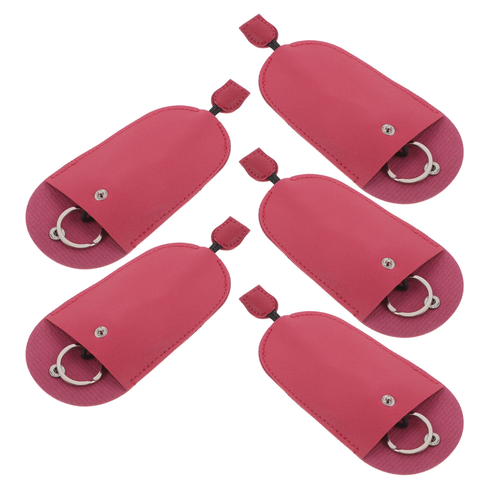 

5pcs Portable Car Key Fob Cover Pull-Out Pu Case Snap Closure Waterproof Universal Auto Key Protector For Women Men