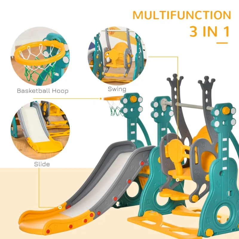3 ใน 1 เด็กวัยหัดเดิน Swing และชุดสไลด์,เด็กสไลด์ Climber, สนุกในร่ม/กลางแจ้ง Playset ของเล่นออกกําลังกายสําหรับอายุ 1.5-3