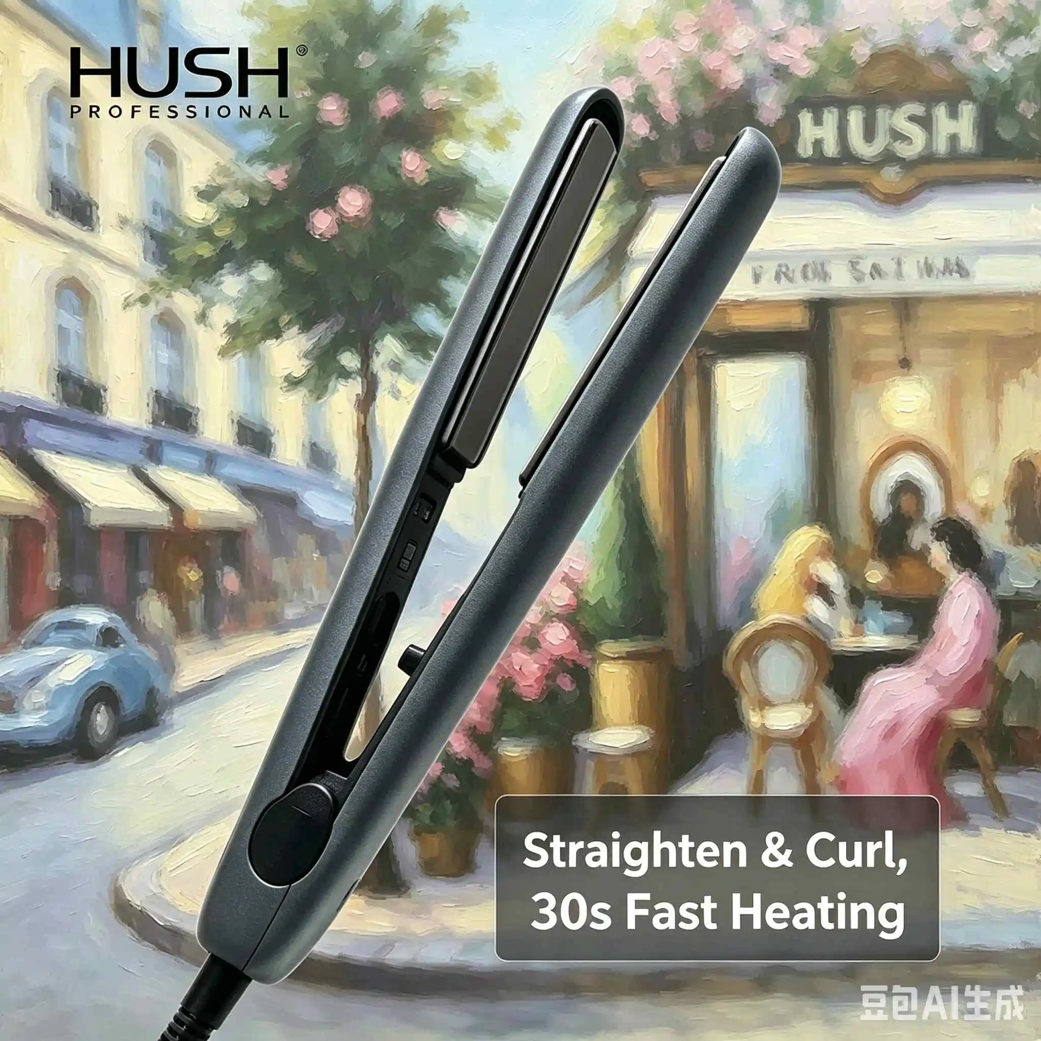 

HUSH H2428 2 in 1 Hair Straightener Curler Flat Iron Graphene Ceramic 30s Fast Heat Auto Off 360° Swivel Cord Hair Styling Tool