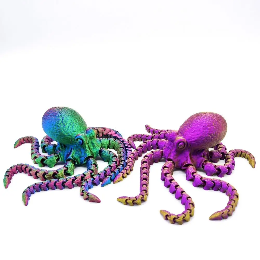 Vibrant Color 3D Printed Octopus Figurine Jointed Body Versatile Design Versatile Decor Figurine 3D Printed