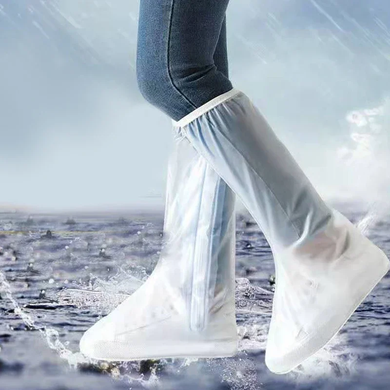 

New High tube Waterproof shoe Cover Long Length Slip-resistant Zipper Rain Boots Overshoes Waterproof Rainy Days Useful