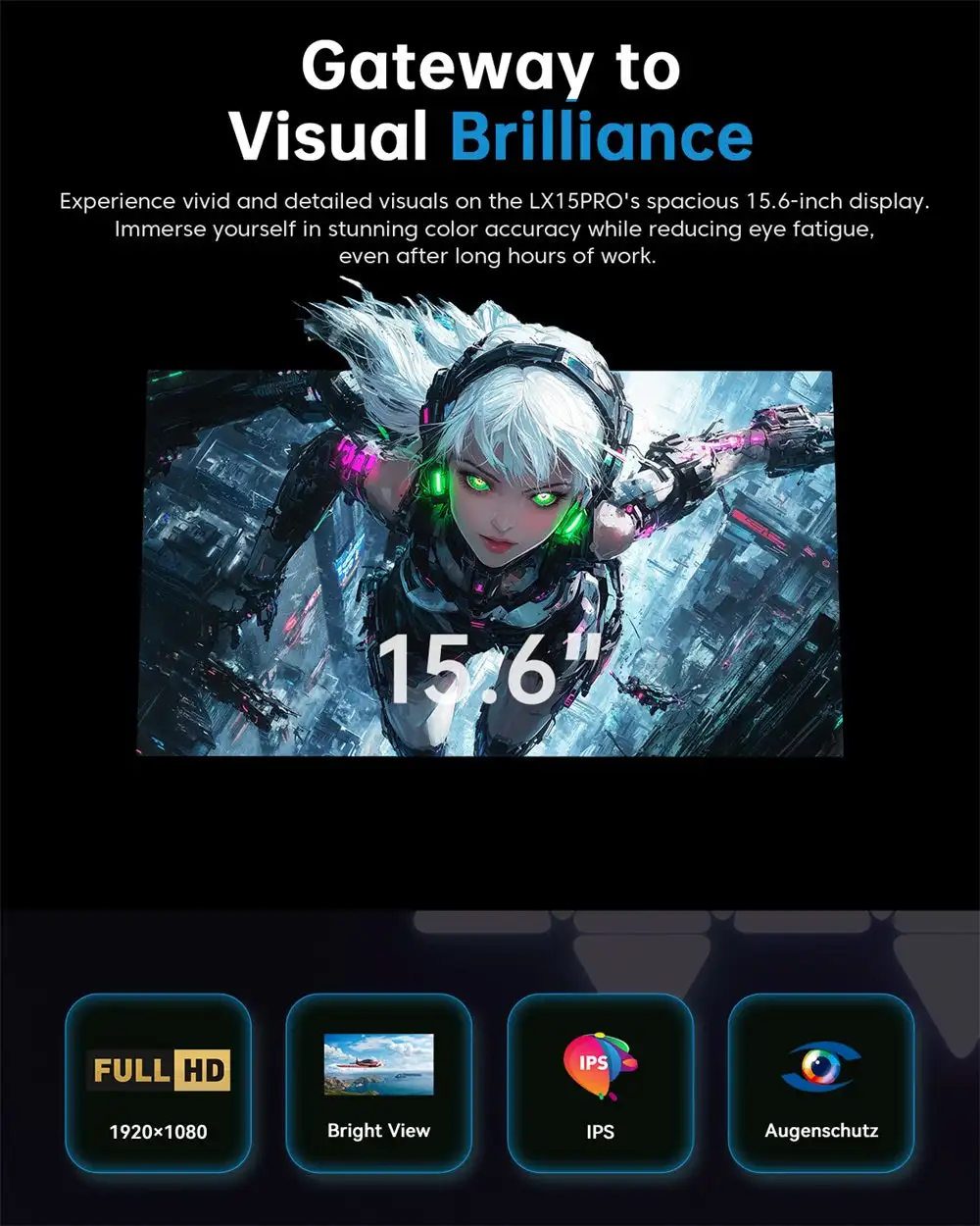 ACEMAGIC Laptop 15,6 inch FHD-laptop AMD Ryzen 7 7730U 16 GB RAM 512 GB SSD Windows 11 Pro Notebook 180 °   Flipcomputer Wifi6 BT5.2