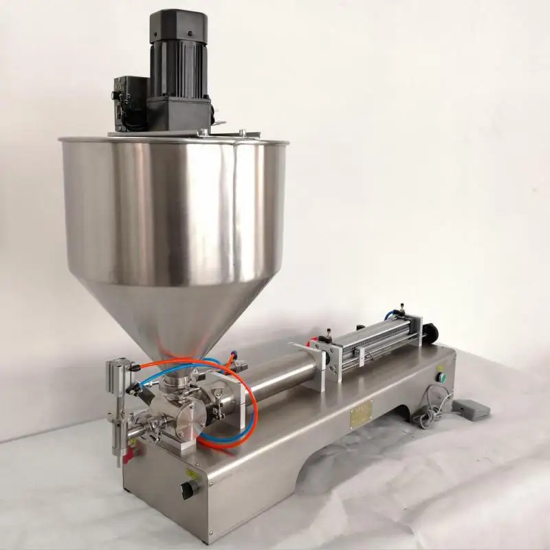 Facial cream Mixing Hopper Filling Machine With Mixer Mixing Hopper Jar Honey Pulp Grease Peanut Butter Chocolate Granule Filler