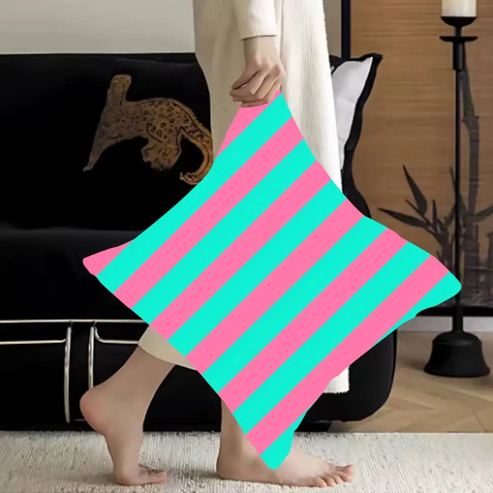 

Coral Stripes Pillow Cover For Bedroom Room And Living Room Sofa Decorative Cushion Cover