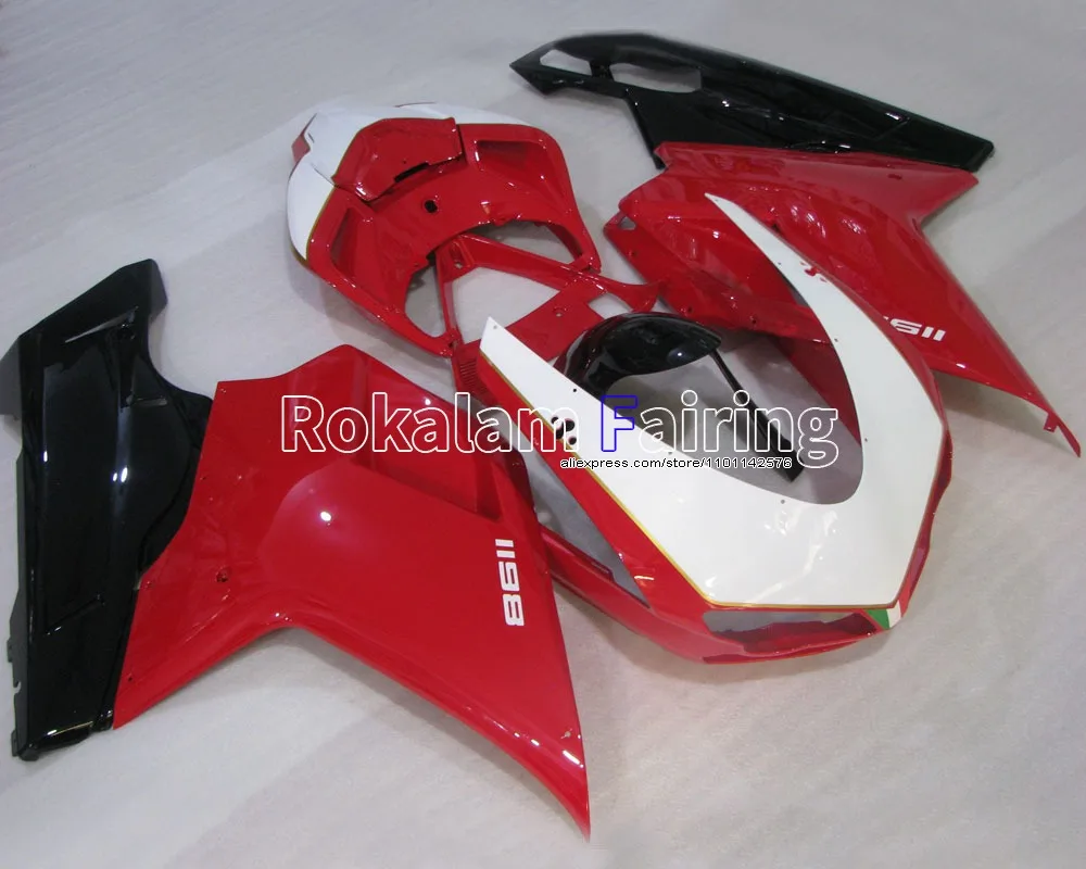 For Ducati 1098S 848 1198 2007 08 09 10 11 Red Black White Motorcycle Aftermarket Kit Fairing (Injection molding)