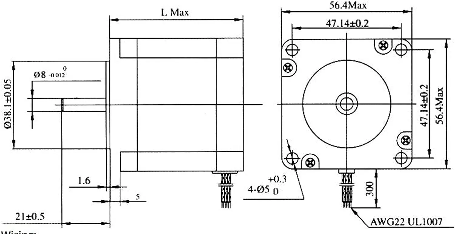 Nema23デュアルシャフトCNCルーターフライス盤,ステッピングモーター,4線式,270oz-in, 76mm,3.0a,23hs8430b
