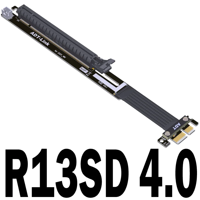 

PCIE4.0 x1 to X16 turn 90 degree upright right angle Riser cables GPU Extension Cable Support NVidia AMD Graphics Cards