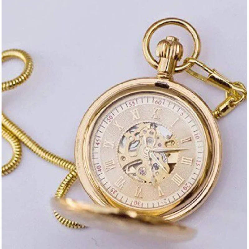 Factory Copper Gold Mechanical Large Pocket Watch Pocket Watch Flip Magnifying Glass